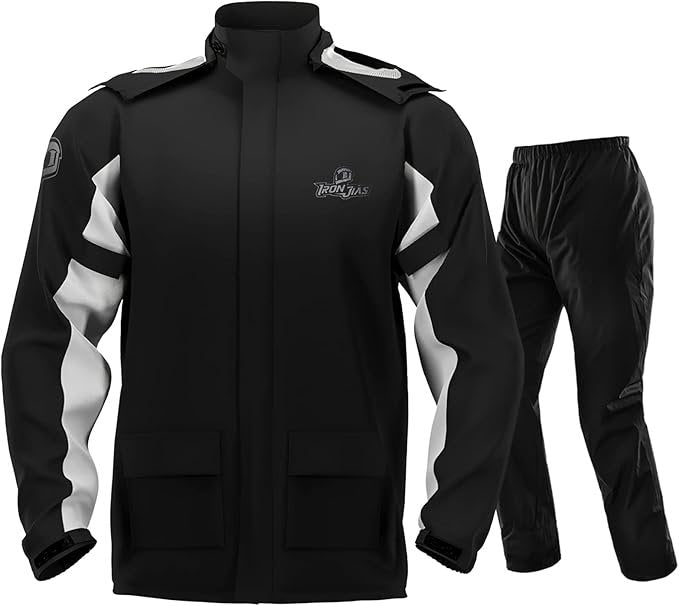 IRON JIA'S Giacca antipioggia moto uomo – Impermeabile, antivento, cappuccio ed elementi riflettenti