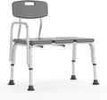 Flash Furniture HERCULES Panca di trasferimento bagno/doccia grigia con schienale e bracciolo laterale