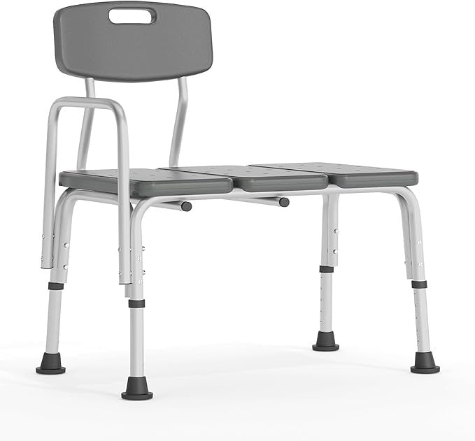 Flash Furniture HERCULES Panca di trasferimento bagno/doccia grigia con schienale e bracciolo laterale
