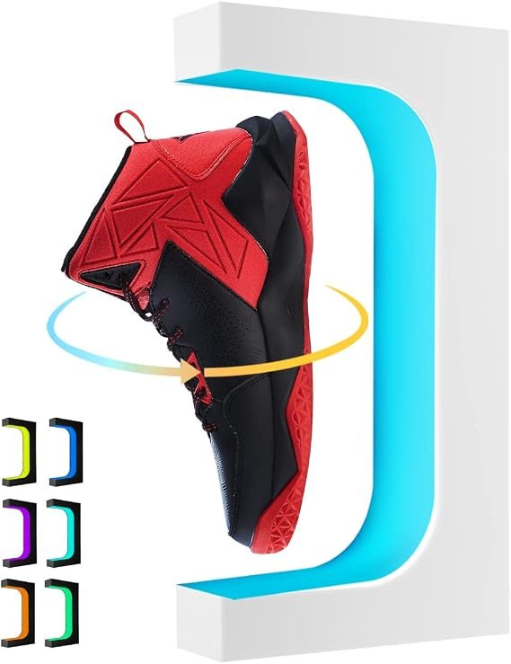 Espositore magnetico levitante per scarpe con LED – Rotazione 360°, 16 colori, bianco