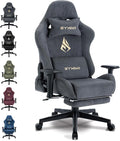 Symino Sedia gaming ergonomica – Tessuto morbido e traspirante, poggiapiedi, girevole e regolabile, grigia