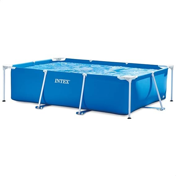 Intex Metal Frame Junior Piscina rettangolare con struttura tubolare 2,60 × 1,60 × 0,65 m – Fuori terra per bambini e giardino