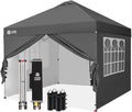 CROWN SHADES Gazebo pieghevole 3 × 3 m – Tenda pop-up impermeabile e resistente all'inverno, UV 50+, 3 altezze, 4 pareti, grigia