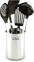 All-Clad Set di 4 utensili da cucina con teste in nylon – Acciaio inox, contenitore incluso, argento
