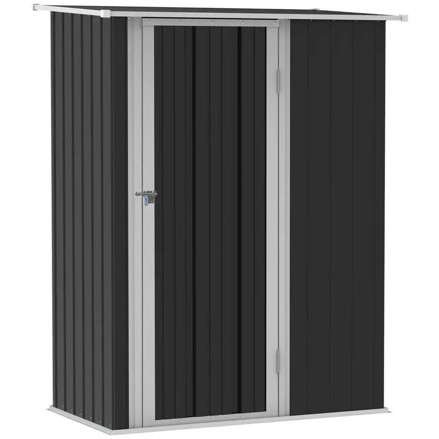 Outsunny Casetta da giardino 142 × 84 × 189 cm in acciaio – Grigio scuro