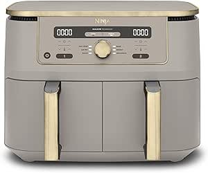 Ninja Dual Zone MAX Digital Airfryer DZ400EUSTGD – Friggitrice ad aria 9,5 L, 2 zone, Air Fry, Crisp, cottura, arrosto, essiccazione, mantenimento in caldo, Stone/Gold