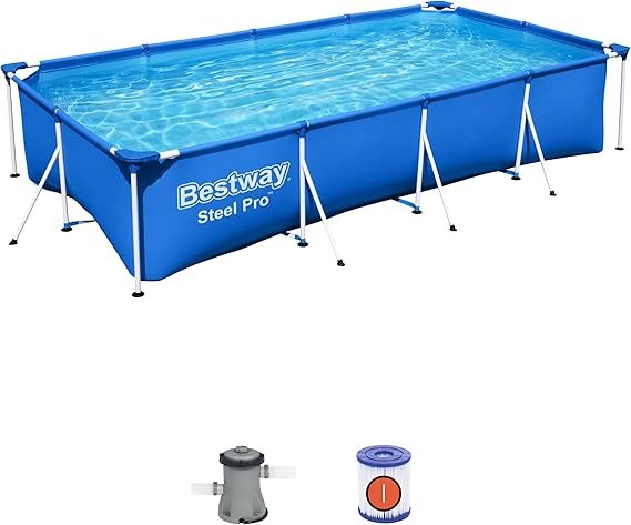 Bestway Splash Frame Piscina tubolare blu 400 × 211 × 81 cm – Modello 56424 con telaio metallico per giardino