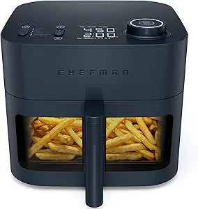 Chefman Crispinator Airfryer 8 qt – Friggitrice ad aria potente di grande capacità, nera