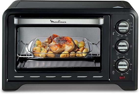 Moulinex Optimo OX444810 Mini forno elettrico – 19 L, 6 modalità, ventilato, termostato 240 °C, timer 120 min, grill e frittura, nero