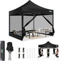 COBIZI Gazebo pieghevole 3 × 3 m – Gazebo pop-up impermeabile e stabile con protezione UV, pareti in zanzariera e borsa da trasporto, nero
