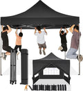 COBIZI Gazebo pieghevole 3 × 3 m – Tenda pop-up impermeabile, stabile, resistente all'inverno, protezione UV, 4 pareti, borsa da trasporto con ruote, nera
