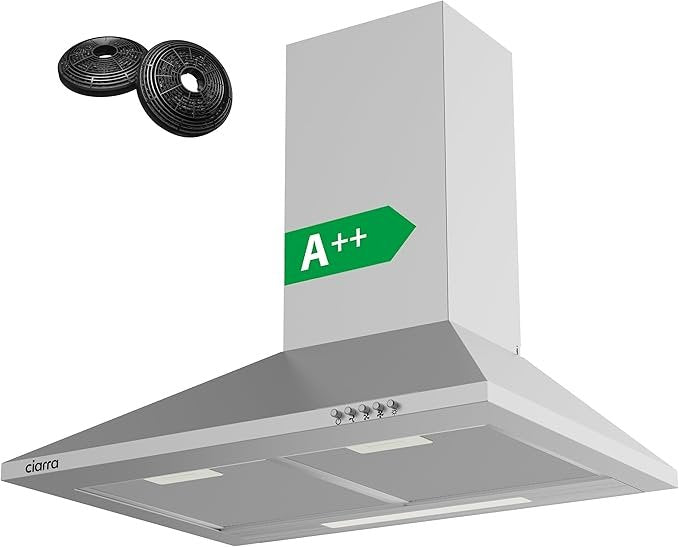 CIARRA Cappa a parete inclinata 60 cm – Classe energetica A++, ricircolo e scarico