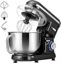 VIVOHOME Robot da cucina 5,7 L – 1500 W, 10 velocità, ciotola inox, frusta, gancio impastatore e frusta piatta, nero