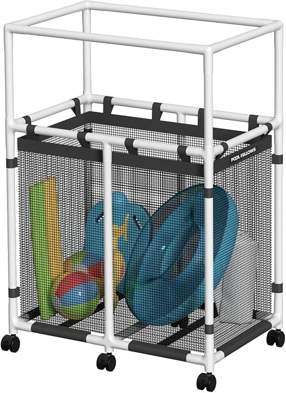 Cestino portaoggetti per piscina in plastica – Organizer per tubi galleggianti, giochi, asciugamani e accessori, design a rete, stile Basic & Pro