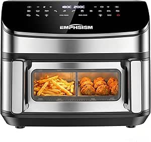 Airfryer 12 L doppia zona 2600 W – Friggitrice ad aria XXL a 2 scomparti, 13-in-1, calore superiore e inferiore, finestre e illuminazione, uso flessibile 1 o 2 zone