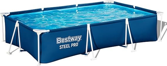 Piscina tubolare rettangolare 3,00 × 2,01 × 0,66 m con telaio in acciaio, blu, per giardino