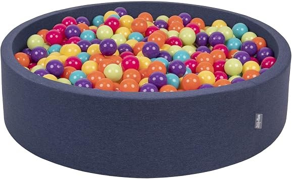 KiddyMoon Piscina rotonda con palline per bebè 120 × 30 cm con 200 palline Ø 7 cm, colore scuro