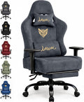 Sedia gaming ergonomica in tessuto effetto scamosciato – Braccioli 3D, schienale regolabile, poggiapiedi, carico 220 kg, grigia
