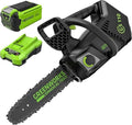 Greenworks GD40TCSK2 Motosega a batteria 40 V – Motore brushless, barra 25 cm, 12 m/s, batteria 2 Ah e caricabatterie inclusi