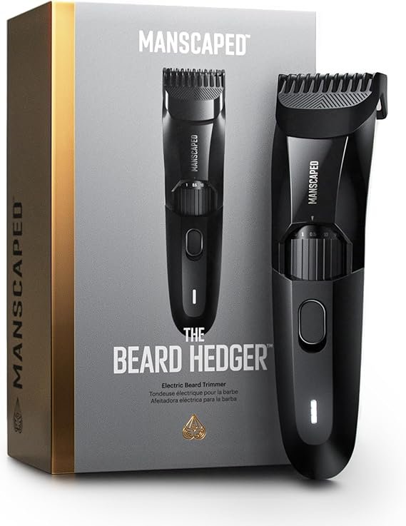 MANSCAPED® The Beard Hedger® Regolabarba premium da uomo – 20 lunghezze, lama a T in acciaio inox, impermeabile, senza fili, uso a secco e bagnato