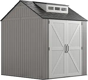 Rubbermaid Casetta da giardino in resina 7 × 7 ft con pavimento