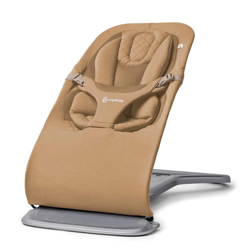 Ergobaby Evolve Bouncer 3 in 1 – Sdraietta ergonomica da neonato a bambino, crema