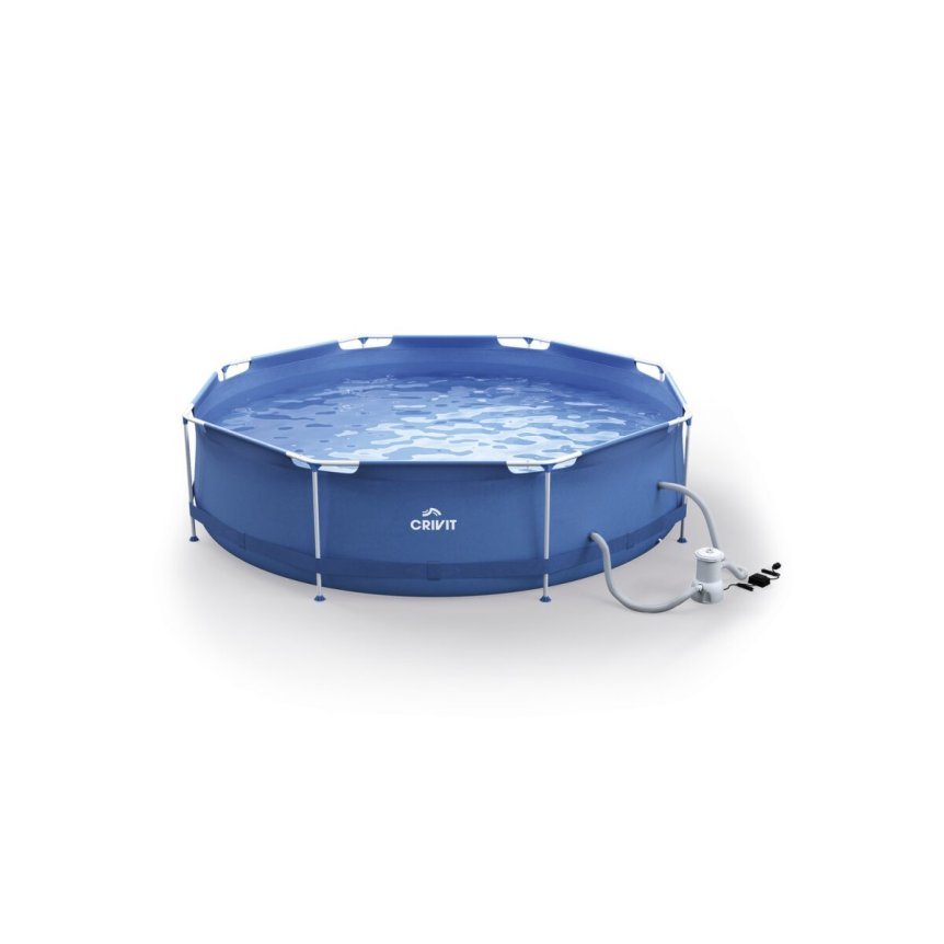 CRIVIT Piscina tubolare Metal Frame Ø 300 × H 76 cm con pompa filtrante – Articolo di seconda scelta, come nuova