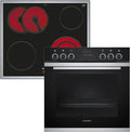 Siemens EQ211KAAB Set forno/piano da incasso iQ300 60 cm – Preriscaldamento rapido, smalto granito lucido, aria calda 3D, zona arrosto, nero