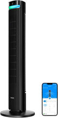 GoveeLife Ventilatore a torre silenzioso 27 dB – 12 velocità fino a 8 m/s, 5 modalità, timer 24 h, oscillazione 150°, controllo tramite app e voce, nero