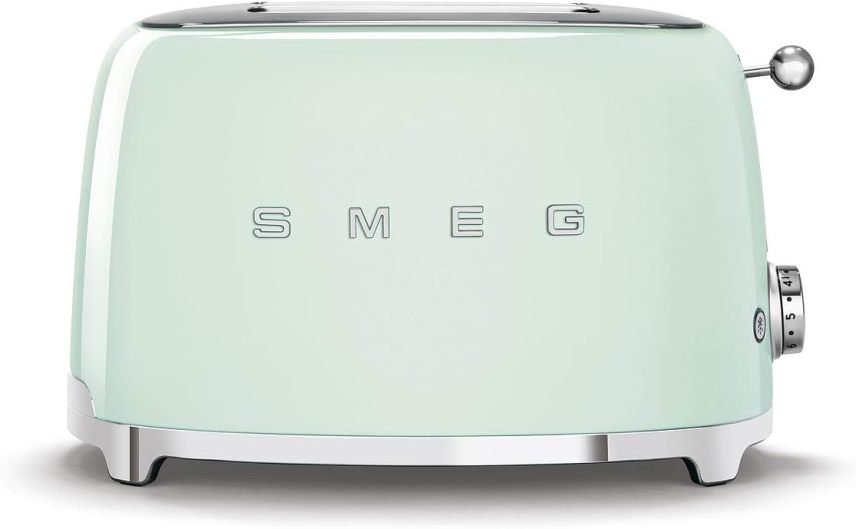 Smeg TSF01PGEU Tostapane 2 scomparti – 2 fette, 6 livelli di doratura, riscaldamento, scongelamento e bagel, vassoio raccoglibriciole, 950 W, verde pastello