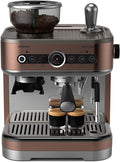 Philips Barista Brew Macchina espresso semiautomatica PSA3218/01 – Espresso singolo/doppio, Americano, contenitore chicchi 250 g, pressatura calibrata, argento metallizzato