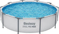 Bestway Steel Pro MAX Piscina tubolare rotonda senza pompa Ø 305 × 76 cm, telaio in acciaio, grigio chiaro