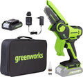Greenworks Mini motosega a batteria 24 V 10 cm (4 pollici) – Batteria 2 Ah, velocità catena 7,8 m/s, per rami e lavori in giardino