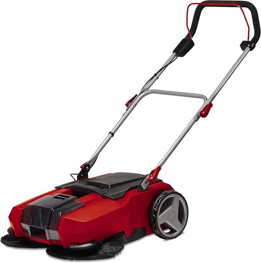 Einhell TE-SW 18/610 Li-Solo Power X-Change Spazzatrice a batteria 18 V – Contenitore 20 L, larghezza 61 cm, posizione parcheggio, manubrio regolabile, labbro rimovibile, rossa
