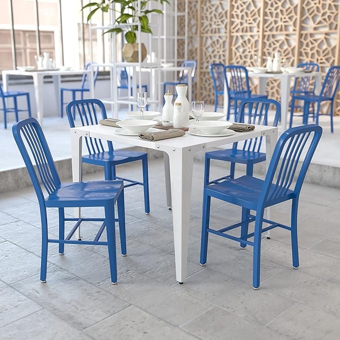Flash Furniture Set di 2 sedie professionali in metallo blu interno/esterno
