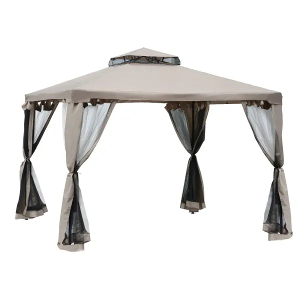 Outsunny Gazebo da giardino con zanzariere, doppio tetto e protezione UV