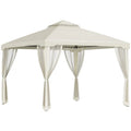 Outsunny Gazebo da giardino a doppio tetto con zanzariere – Bianco crema