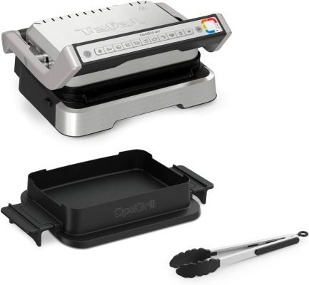 Tefal OptiGrill 4-in-1 GC776D10 – Grill a contatto con teglia, apertura piatta, 9 programmi, indicatore di cottura, grill e forno
