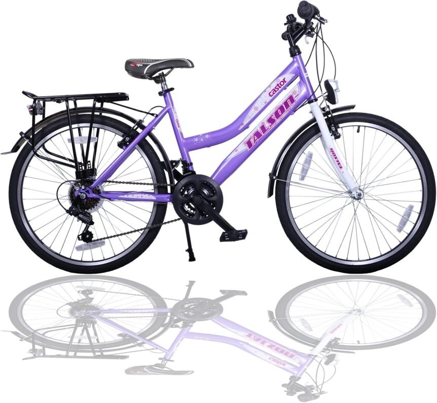 Talson Bicicletta per bambini 24″ – 21 velocità, viola/bianco