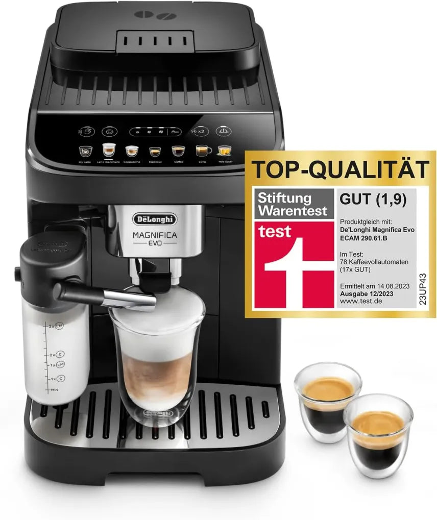 De'Longhi Magnifica Evo Next ECAM312.80.TB Macchina da caffè automatica con 13 bevande (cappuccino, espresso, latte macchiato), display a colori TFT da 2,4 pollici