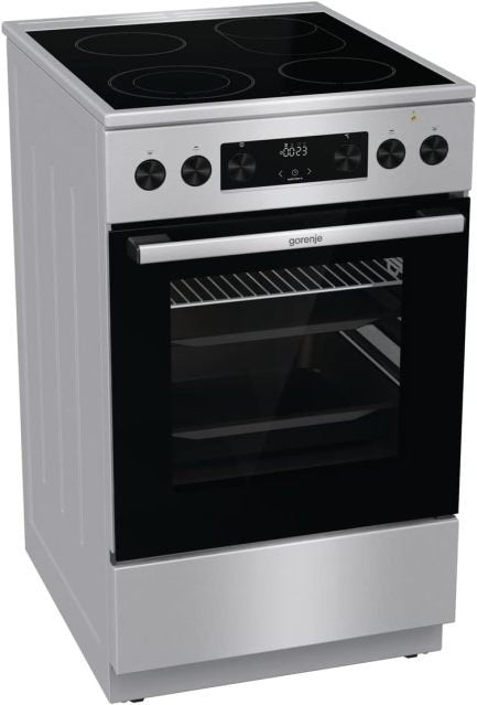 Gorenje GECS5C70XPA Cucina elettrica 50 cm in vetroceramica – Forno 70 L, GentleClose, preriscaldamento rapido, AirFry, ExtraSteam, modalità pizza 300 °C, guide telescopiche, AquaClean, nero