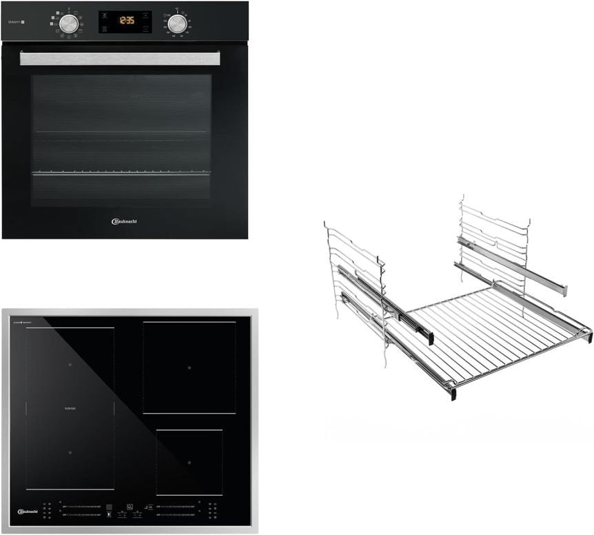 Bauknecht BAKO 566 IND Set forno + piano a induzione 60 cm – Aria calda, Gentle Steam, Maxi Cooking, My Menu, Booster, guide su 2 livelli, acciaio inox