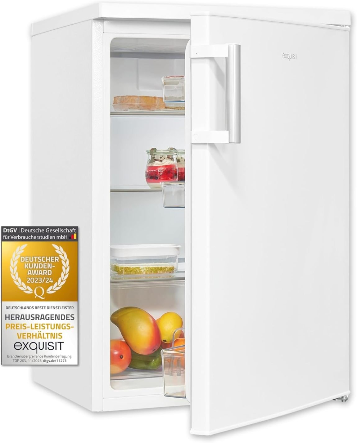 Exquisit frigorifero 133 L senza congelatore, libera installazione, porta reversibile, KS516-V-H-010D bianco