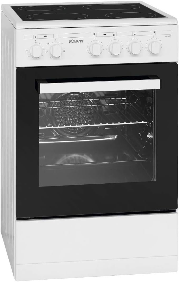 Bomann® Cucina elettrica a libera installazione 50 cm EHC 7939 – 4 piastre, forno 43 L, calore superiore/inferiore, 40-240 °C, teglia e griglia incluse