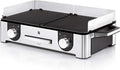 WMF Lono Master-Grill Barbecue elettrico 50 × 28 cm – Grill da tavolo con paravento e vaschetta raccogligocce, certificato per esterni, 2 zone regolabili separatamente, 2400 W, acciaio inox opaco