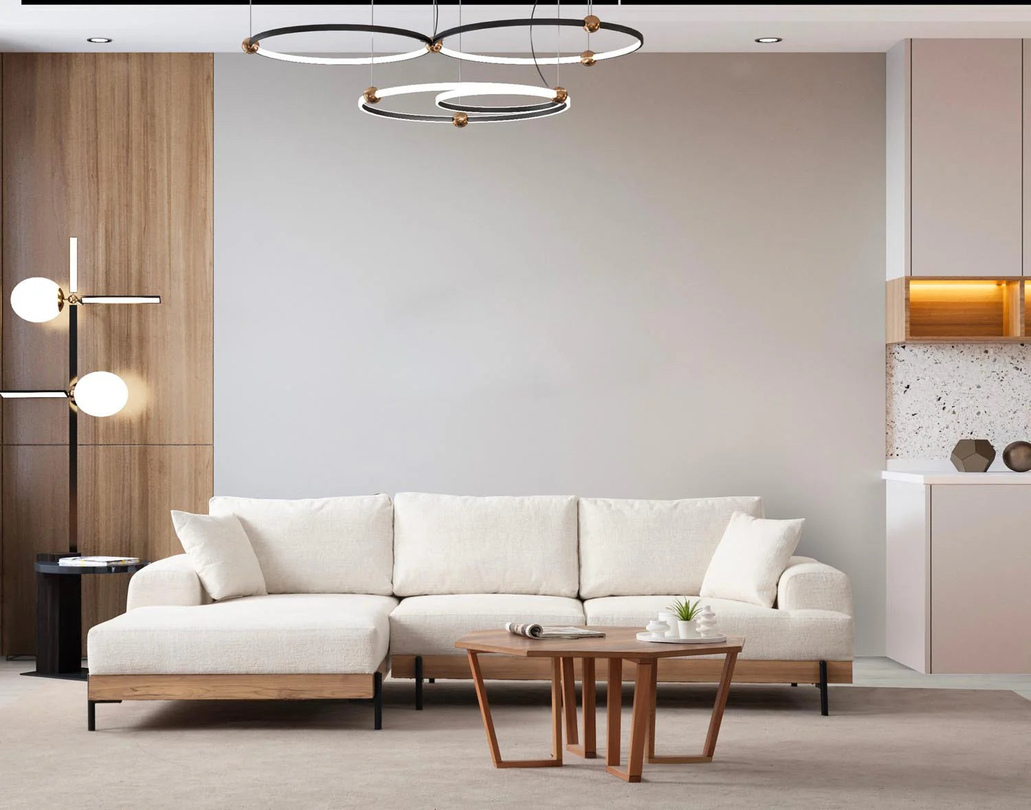 Divano angolare sinistro Eti Oak – Bianco