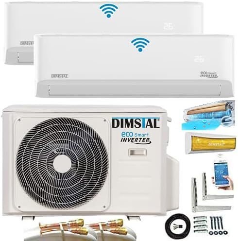 Climatizzazione MultiSplit Quick-Connect ECO Smart Inverter 2 × 9000 BTU / 2 × 2,6 kW – Ultra silenziosa, Self Clean, Wi-Fi/app, Super Ionizer, Follow Me, riscaldamento, tubazioni incluse