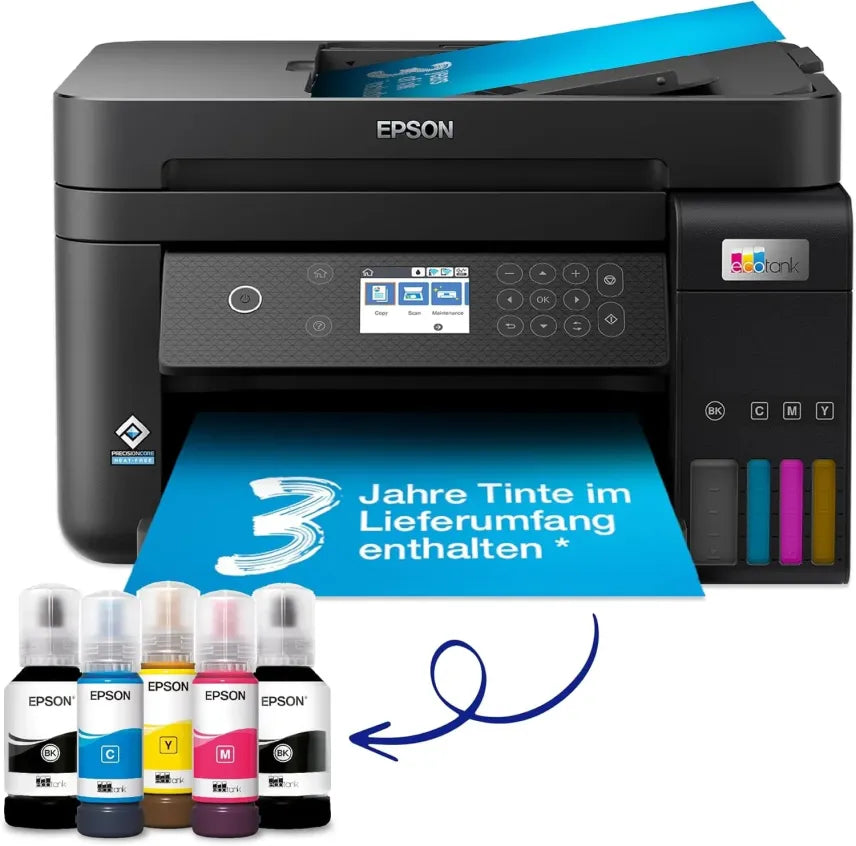 Epson EcoTank ET-4800 Stampante multifunzione A4 Wi-Fi con serbatoi d'inchiostro, fino a 3 anni di inchiostro inclusi, nera