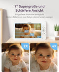 Comfyer Baby monitor video con schermo diviso e 2 telecamere, display 7 pollici HD 720p, senza Wi-Fi, supporto, visione notturna IR, obiettivo grandangolare, modalità VOX, audio bidirezionale