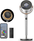 Dreo Ventilatore a piantana intelligente con illuminazione RGB – Oscillazione 120° + 120°, telecomando, silenzioso 20 dB, timer 8 h, argento